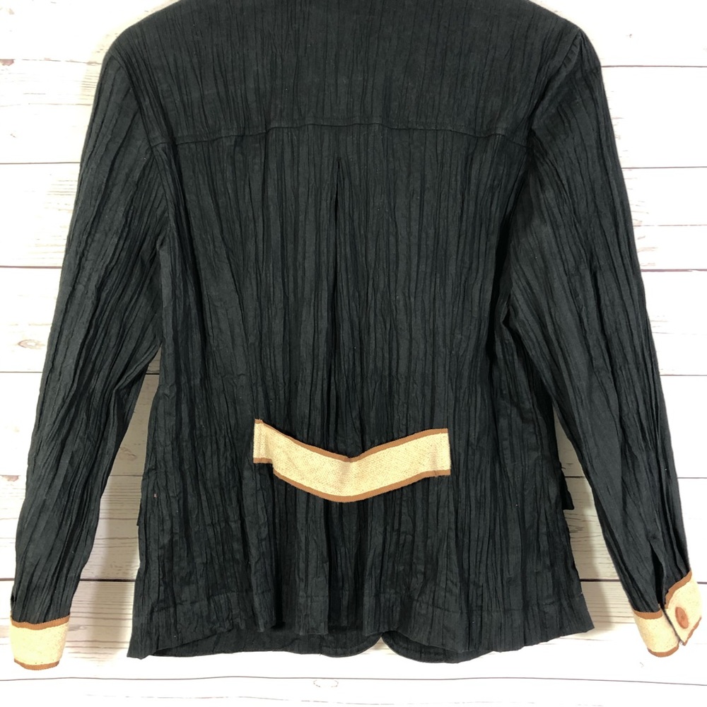 Nwot Spanner Button Front Blazer Jacket Black Tan… - image 7